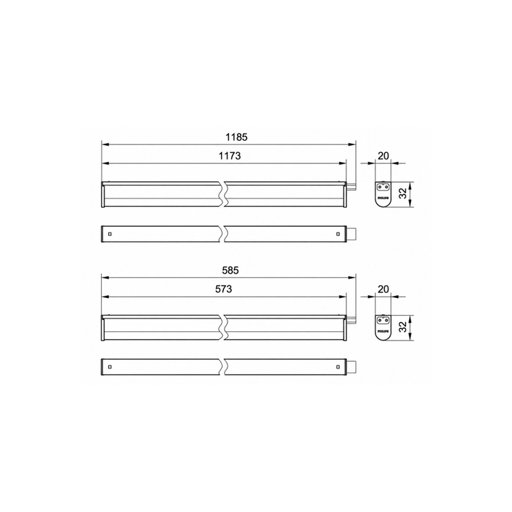 Philips 600mm Linkable LED Batten - Tri Colour