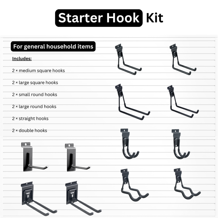 Starter Slatwall Hook Kit | 12-Piece Garage Storage Set